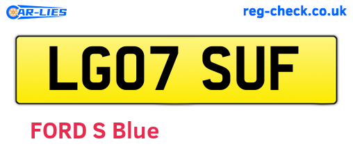 LG07SUF are the vehicle registration plates.