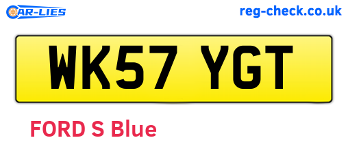 WK57YGT are the vehicle registration plates.