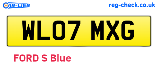 WL07MXG are the vehicle registration plates.