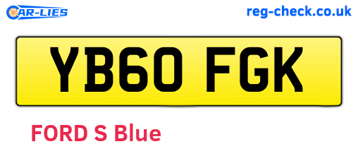 YB60FGK are the vehicle registration plates.