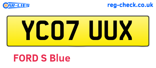 YC07UUX are the vehicle registration plates.