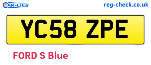 YC58ZPE are the vehicle registration plates.