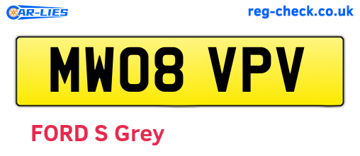 MW08VPV are the vehicle registration plates.
