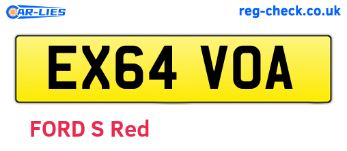 EX64VOA are the vehicle registration plates.