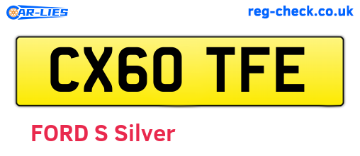 CX60TFE are the vehicle registration plates.