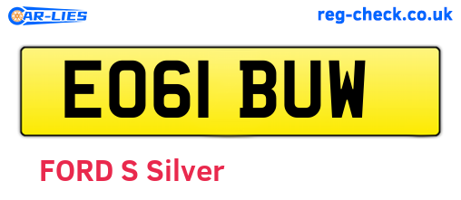 EO61BUW are the vehicle registration plates.