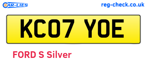 KC07YOE are the vehicle registration plates.