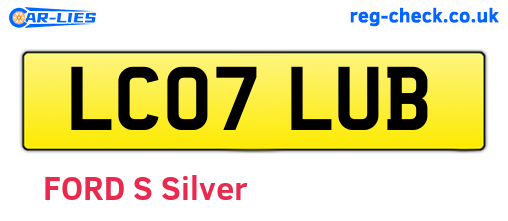 LC07LUB are the vehicle registration plates.