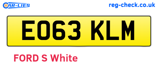 EO63KLM are the vehicle registration plates.