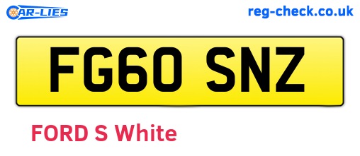 FG60SNZ are the vehicle registration plates.