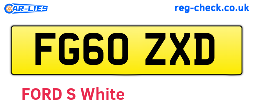 FG60ZXD are the vehicle registration plates.