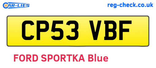 CP53VBF are the vehicle registration plates.