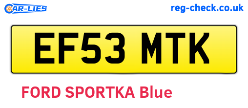 EF53MTK are the vehicle registration plates.