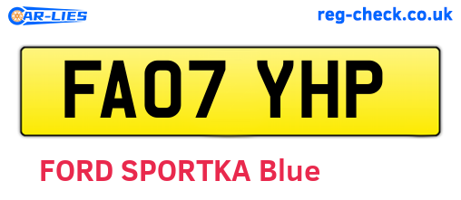 FA07YHP are the vehicle registration plates.