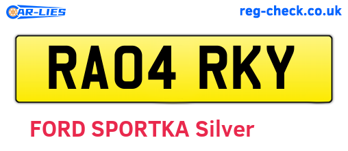 RA04RKY are the vehicle registration plates.