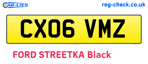 CX06VMZ are the vehicle registration plates.