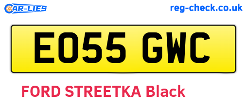 EO55GWC are the vehicle registration plates.