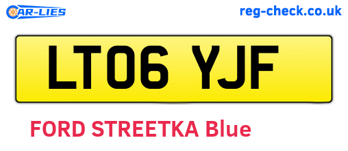 LT06YJF are the vehicle registration plates.