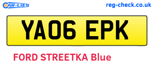 YA06EPK are the vehicle registration plates.