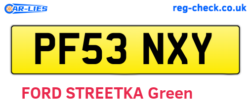 PF53NXY are the vehicle registration plates.