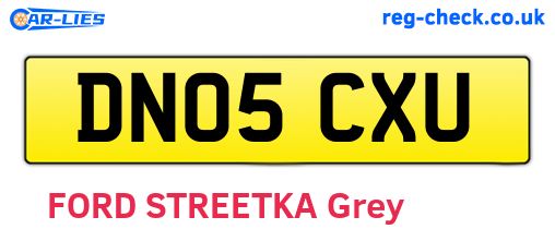 DN05CXU are the vehicle registration plates.