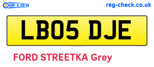 LB05DJE are the vehicle registration plates.