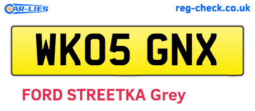 WK05GNX are the vehicle registration plates.