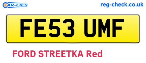 FE53UMF are the vehicle registration plates.