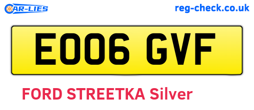EO06GVF are the vehicle registration plates.