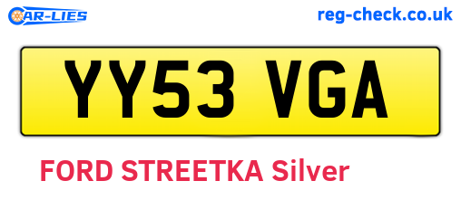 YY53VGA are the vehicle registration plates.