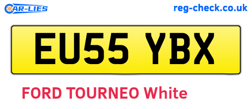 EU55YBX are the vehicle registration plates.