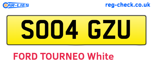 SO04GZU are the vehicle registration plates.