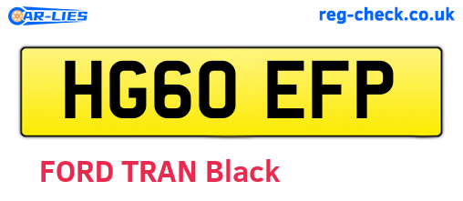 HG60EFP are the vehicle registration plates.