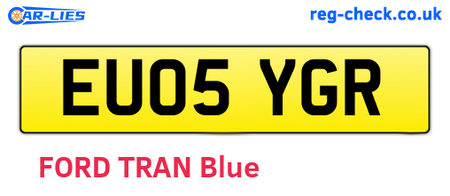 EU05YGR are the vehicle registration plates.
