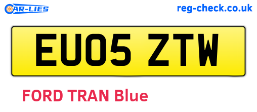 EU05ZTW are the vehicle registration plates.
