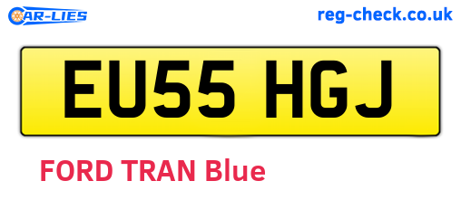 EU55HGJ are the vehicle registration plates.