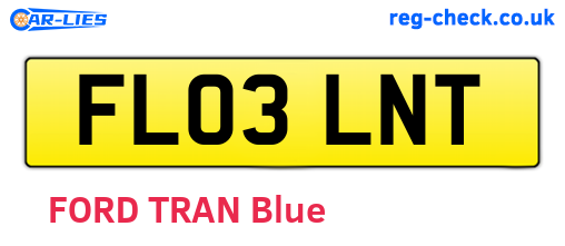 FL03LNT are the vehicle registration plates.