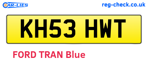 KH53HWT are the vehicle registration plates.
