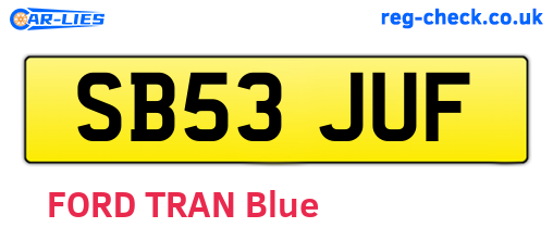SB53JUF are the vehicle registration plates.