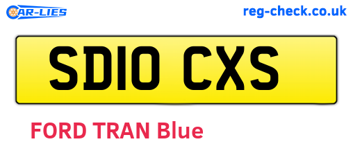SD10CXS are the vehicle registration plates.