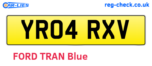 YR04RXV are the vehicle registration plates.