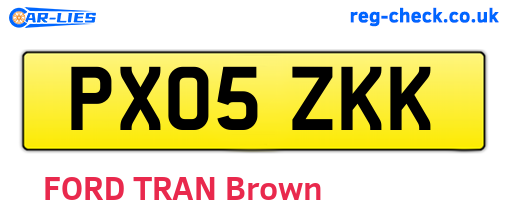 PX05ZKK are the vehicle registration plates.