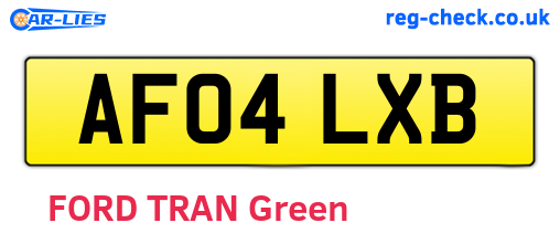 AF04LXB are the vehicle registration plates.
