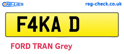 F4KAD are the vehicle registration plates.