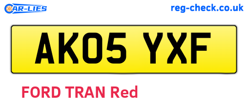 AK05YXF are the vehicle registration plates.