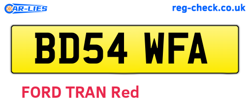 BD54WFA are the vehicle registration plates.