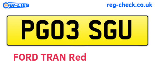 PG03SGU are the vehicle registration plates.