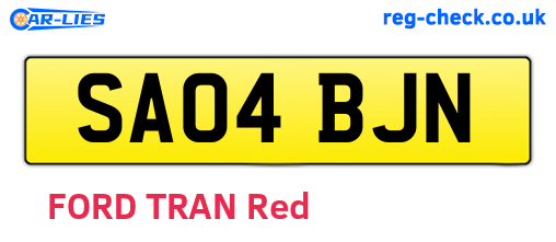 SA04BJN are the vehicle registration plates.