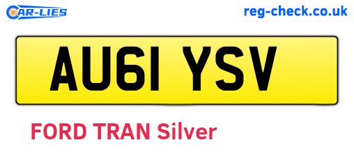 AU61YSV are the vehicle registration plates.