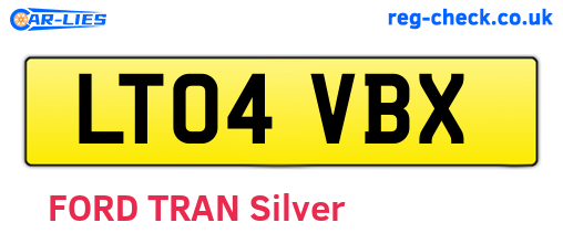 LT04VBX are the vehicle registration plates.